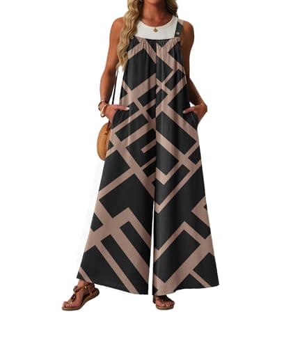 Lepunuo Geometric Womens Jumpsuits Summer Wide Leg Overalls - Image 1