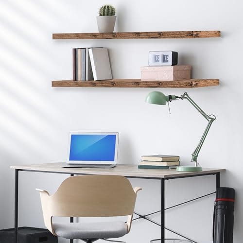 Sorbus Floating Shelves for Wall - 35 Inch Long Bathroom Shelves, Wall Decor for Bedroom, Kitchen, Living Room & Book Storage - Mounted Floating Shelf with Invisible Brackets (Mahogany, 3 Pack) - Thumbnail 2