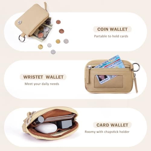 POIUGOYA Nylon Wristlet Wallets, Dual Pouch Keychain Wristlet Wallet, RFID Small Wallet With Coin Pouch,ID Window For Travel - Thumbnail 4