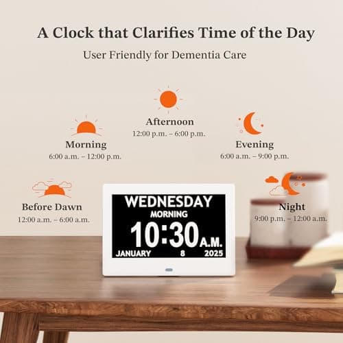 2025 NEW, Digital Clocks, 7'' Dementia Clock with Date and Time for Elderly, Auto-Dimming, 12 Reminders & 6 Alarms, Button & Remote Control, Auto DST, Digital Calendar for Seniors Large Display - Thumbnail 5