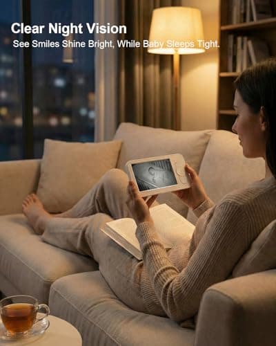 CUKIY Baby Monitor with Camera and Audio, 5" Video Baby Monitor No WiFi, Secure FHSS Connection, Night Vision, 2-Way Talk, VOX Cry Detection, Temperature Sensor, Lullabies, Indoor - Thumbnail 3