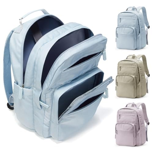 vivatote Casual Laptop Backpack for Women Work Travel Daypack Bags, Lightweight Waterproof Backpacks with 2 Large Main Compartments, Anti Theft Slim Sturdy Back Pack, 15” Laptop Sleeve, Blue