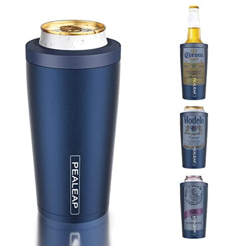 4 in 1 Insulated Slim Can Cooler for 12 OZ Cans and Beer Bottle - Keep 8 Hours Cold, Easy to Hold - Stainless Steel Can Holder, Double Walled Can Insulator for Hard Seltzer and More (Navy Blue) - Image 1