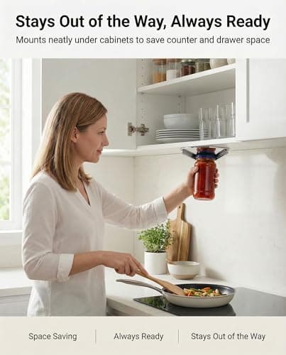 Under Cabinet Jar Opener for Seniors with Weak Hands, All Metal Easy Grip Lid Opener Under Cabinet for Arthritis Hands, Bonus 2 Rubber Jar Openers - Thumbnail 4