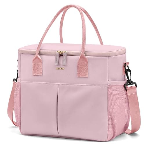 MDODO Large Insulated Lunch Bags for Women Men Adult Lunch Box with Shoulder Strap for Work,Picnics,Outings (Pink Purple) - Image 1