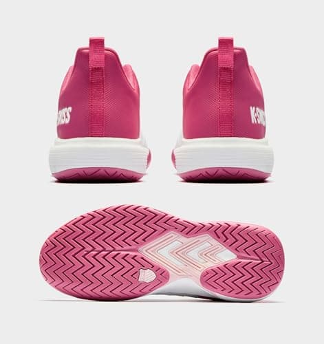 K-Swiss Women's Ultrashot Light Pickleball Tennis Shoe - Lightweight Court Shoes Lateral Movement Stable Support, White/Red 8 M - Thumbnail 3