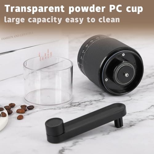 Manual Coffee Grinder - 95 Ceramic Burr, Adjustable Coarse to Fine, 30g Beans & 80ml Powder, Detachable Handle for Espresso, French Press, Camping - Thumbnail 6