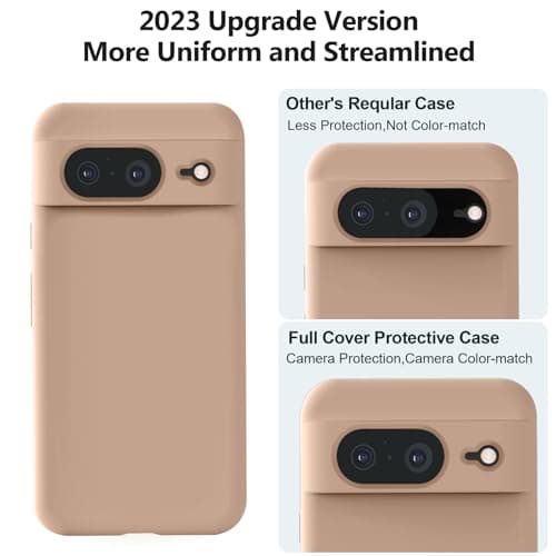 TISOOG Compatible with Google Pixel 8 Case, [Upgrade Defender Liquid Silicone] [Soft Microfiber Lining],Shockproof Slim Thin Protective Phone Case for Google Pixel 8 6.2 inch- Light Brown - Thumbnail 3