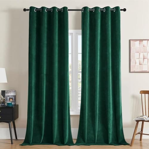 Joydeco Dark Green Velvet Curtains 72 Inches Long, Luxury Grommet Blackout Curtain 2 Panels, Thermal Insulated Privacy Room Darkening Window Drapes for Bedroom Living Room Home Theatre (52Wx72L) - Image 1