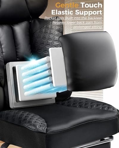 COMHOMA Big and Tall Office Chair Heavy Duty Gaming Chair with Deluxe Embossing Leather High Back Wider Ergonomic Computer Chair with Foot Rest 150°Reclining Pocket Spring Lumbar Support - Thumbnail 5