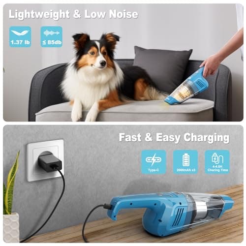 TROIZO Handheld Vacuum Cordless, 14500PA Powerful Suction Hand Held Vacuum Cleaner with Brushless Motor, Rechargeable and Portable Car Vacuum for Home Office Car Pet - Thumbnail 4