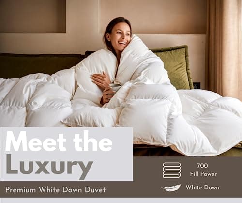 baisihan OverCloud™ Goose Down Comforter, Queen Size Winter Down Duvet Insert, Hotel Collection Comforter Ultra Soft 700+ Fill Power Down Proof Duvet Insert with Corner Tabs (90"X90") - Thumbnail 2