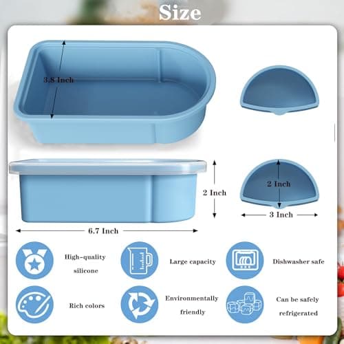 Toutrop 3 Pack Reusable Silicone Snack Containers with Lids, Salad Sauce Seasoning Container, Detachable design Mini Kids Snack Concainers for Travel, Office, Picnic - Thumbnail 4