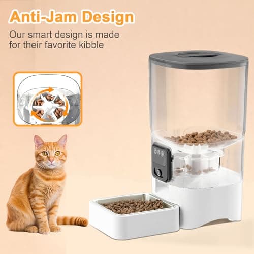 PGID Automatic Cat Feeder with Camera, 1080P HD Video with Night Vision, 2.4G WiFi Pet Feeder for Cat & Small Dog, 2-Way Audio & Meal Call Pet Food Dispenser, Motion Capturing Auto Dog Feeder 6L - Thumbnail 5