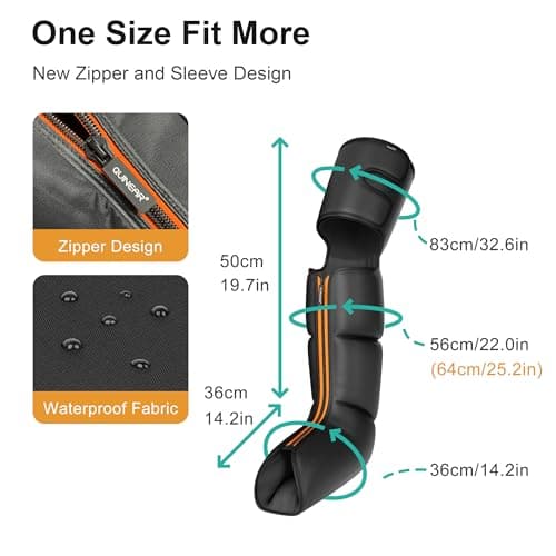 QUINEAR Advanced Full Leg Air Compression Massage, Leg and Foot Massager with Remote, Foot Calf & Thigh Massager for Swollen Legs - Thumbnail 4