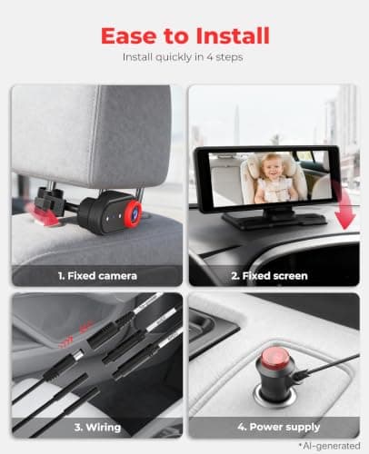 LUCKVIEW BM5PRO 7.2" Dual Camera Baby Monitor, 1080P HD Display for 2 Kids, Night Vision, Easy Install Car Baby Monitor, Ideal Gift, Rear Seat Safety for Babies & Pets - Thumbnail 6