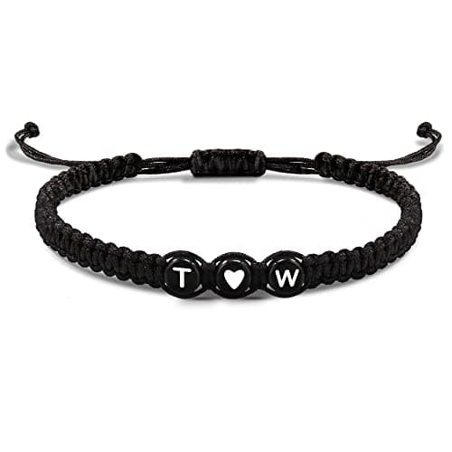 Initial Bracelets for Women Gifts for Wife Letter Charm T&W Valentine's Day Gifts for Girlfriend Wife Fiancee Husband Boyfriend Birthday Gifts for Her Best Friend Bracelet Christmas Jewelry - Image 1