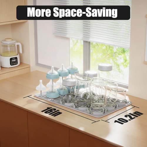 RYJNM Baby Bottle Drying Rack, Electric Bottles Rack Dryer with Heating & Timer, Fast Dry Silicone Bottle Storage Organizer, Space Saving Kitchen Bottle Rack Dryer for Bottles and Pacifiers - Thumbnail 6