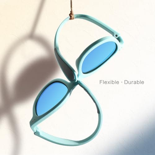 EYEBUDDY Kids Toddler Sunglasses Age 2-4/3-5 Boys Girls Polarized UV Protection Sun Glasses for Age 2-8 (Age 2-8/2-Pack, A12-Kids Sunglasses-Dazzling Sky Blue & Pink) - Thumbnail 4