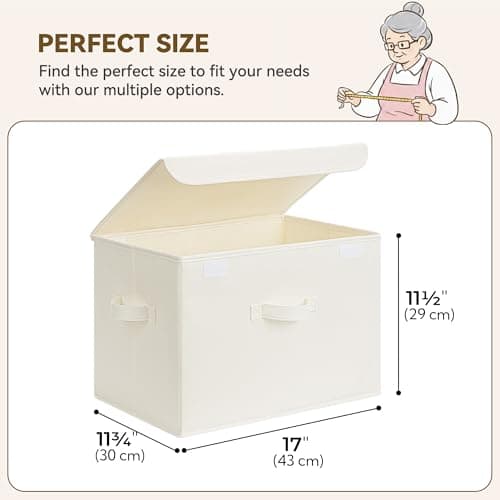 GRANNY SAYS Closet Storage Bins, Decorative Storage Boxes with Lids, Clothes Organizing Bins, Lidded Baskets for Toys, Clothing, Extra Large, Ivory White&Khaki, 2-Pack - Thumbnail 5