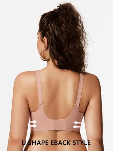 COCOMARTS Jelly Bras for Women No Underwire Scalloped Push Up Wireless Bralettes Seamless Soft Comfort Everyday Tshirt Bra Tea Red 4X-Large - Thumbnail 3