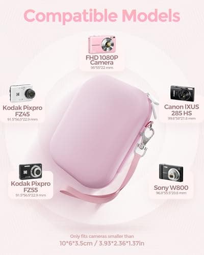 ProCase Small Digital Camera Case for Kodak PIXPRO FZ55/FZ53/FZ45/FZ43, Hard Shell Camera Case, Cute Compact Travel Carrying Protective Camera Storage Case for Kids -Pink - Thumbnail 2