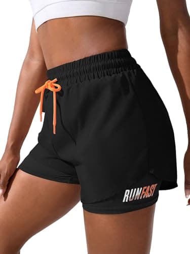 YOAKUKA Women's 2 in 1 Workout Shorts Gym Workout Yoga Running Biker Tennis Skirts Clothes Summer Black - Image 1