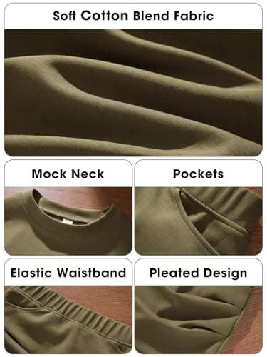 EXLURA Womens 2 Piece Skirt Sets Long Sleeve Mock Neck Sweatshirt Skort Matching Set Casual Airport Travel Spring Outfits - Thumbnail 6