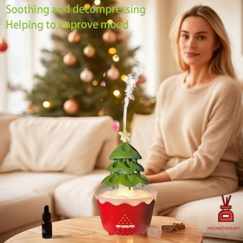 Raindrop Humidifiers for Bedroom, Small Humidifier, Aromatherapy Essential Oil Diffuser,Essential Oil Diffuser with Atmosphere Light, Humidifier with 4 timers,Suitable for Bedroom,Gym,Yoga Room - Thumbnail 2