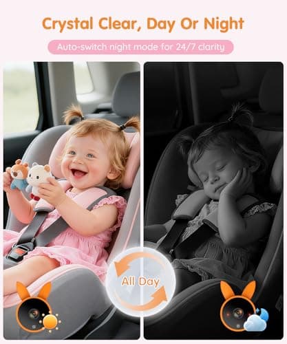 Babyvue BV4 USB Car Monitor for Baby with 7" 1080P HD Large Screen, Auto IR Night Vision & Wide Angle, Car Seat Camera for Baby Rear Facing, Plug & Play, Safety Essentials for Newborns & Pets - Thumbnail 3