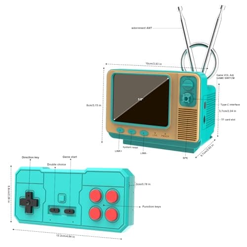 Retro Handheld Game Console - GV300S JALECO+168 Classic Games Mini TV Style with 3.0 Inch IPS Screen, Save Search, Support 2-Player & Dual Console Type-C Link - Thumbnail 6