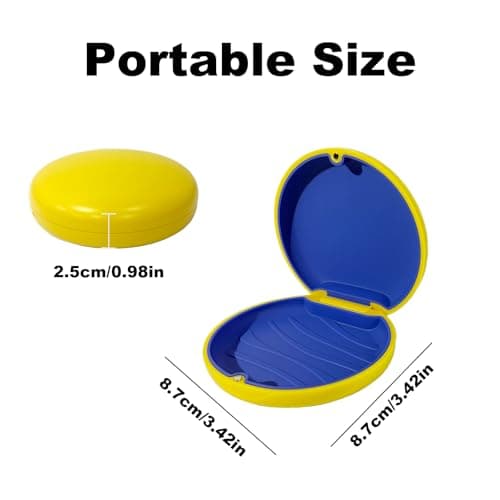 Maoerdental 2PCS Retainer Case Compatible with Invisalign,Cute Slim Aligner Case,Customized Magnetic Closure Orthodontic Retainer Cases (2 Pack Yellow + Navy Blue Silicone) - Thumbnail 2