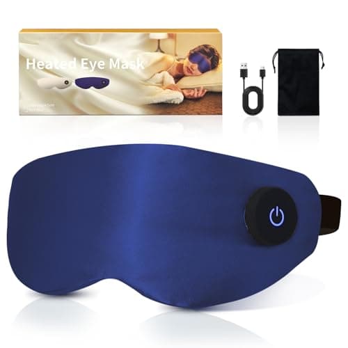 Aurorcness Heated Eye Mask for Dry Eyes – Cordless Warm Eye Compress, 100% Mulberry Silk Sleep Mask with Graphene Heating, 3 Heat Levels and Auto Shut-Off, Rechargeable and Washable