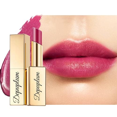 Depuplum Muave Burgundy Red Shimmer Lipstick for Women Moisture Tinted Lip Balm Nourish Lip Gloss Cruelty Free Glitter Lip Stick (ZG113 Flame - Mauve)