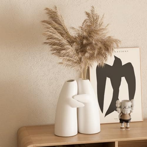 for Her – Embrace Ceramic Vase Set of 2, White Hugging Design Flower Vase, Minimalist Romantic Home Decor for Anniversary & Love Gifts - Thumbnail 4