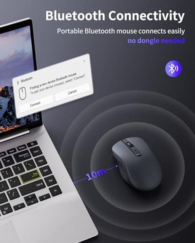 WL300 Bluetooth Mouse Silent Wireless Mice, Quiet Click, Cordless Computer Mouse with 6 Buttons, Sculpted Grip, Adjustable DPI for Laptop, PC, Mac, 18-Month Battery Life for Work or Travel ( Grey) - Thumbnail 2