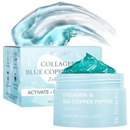 Blisskin COLLAGEN & Blue Copper Peptide Jelly Cream – Ultra Lightweight Gel Texture with Soluble Collagen & Peptides, 3.5oz - Image 1