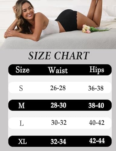 MCOWOD Womens Underwear, Seamless Underwear for Women, Briefs, No Show Panties, Scalloped Edge, Size S, Multicolor, 6-Pack - Thumbnail 6