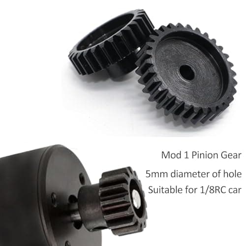 Steel Mod1 5mm Pinion Gear 1PCS, 11-28T M1 Pinion Gear Metal Hardened Steel Fit 5mm RC Motor Shaft with 3.175mm Coupler Compatible with 1/5 1/6 1/8 1/10 1/14 RC Brushless Brush Motor (14T) - Thumbnail 3