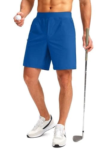 Viodia Men's 7" Golf Shorts with 5 Pockets Elastic Waist Dry Fit Stretch Lightweight Shorts for Men Hiking Casual Athletic Royal Blue - Image 1