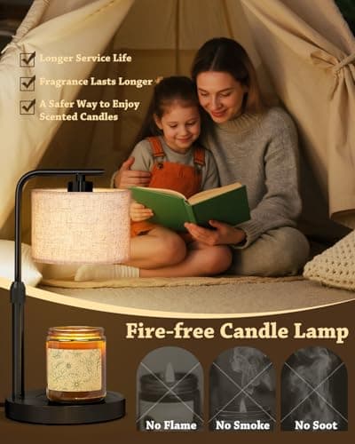 Candle Warmer Lamp with Timer Dimmer, Height Adjustable Electric Candle Lamp Warmer with 2 Bulbs, Birthday Gifts for Women Mom, Gift for Home Decor - Thumbnail 5