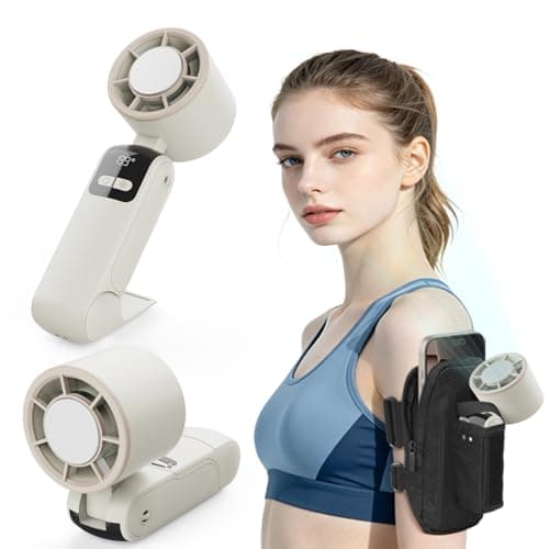 2026 New Portable Handheld Turbo Fan With Running Armband, 199 Speed Levels, Battery Operated, 5 IN 1 Hand Fan Ice Cooling, LED Display,Air Turbo Tech Cooling Fan for Outdoor Activities,Sports,Travel - Image 1