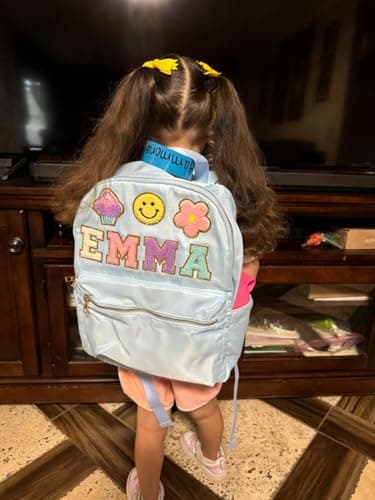 ROSLILY Personalized Backpack Lunch Bag for Girls Boys Custom Back To School Backpack With Chenille Name Patch for Students Birthday Christmas Easter Basket Stuffers - Thumbnail 5