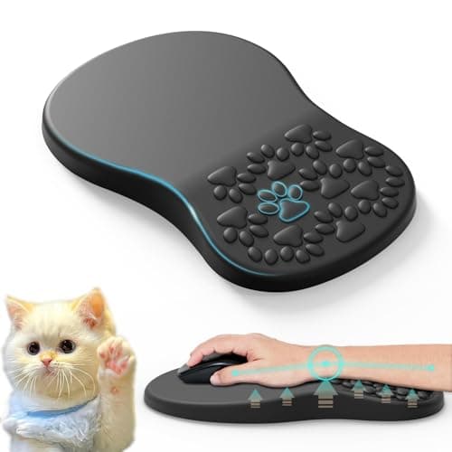 ailifeer Black Ergonomic Mouse Pad with Wrist Rest Support,Non-Slip PU Bottom & Memory Foam Massage Bulge Cat Paw Pad Design,Relieves Carpal Tunnel Pain-an Ideal Mousepad for Office Desk Accessories - Image 1
