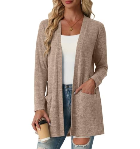 Lepunuo Cardigan Sweaters for Women Lightweight Open Front Long Sleeve Spring Casual Loose Cardigan Plus Size - Image 1