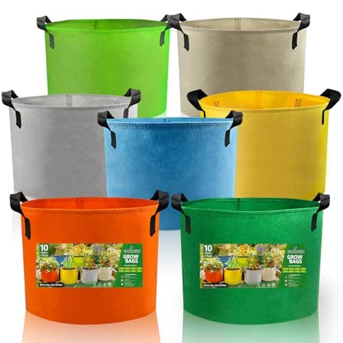 7 Pack Colorful 10 Gallon Grow Bags, Fabric Plant Pots with Handles, Reusable Breathable Planters for Vegetables, Tomatoes & Garden - Image 1