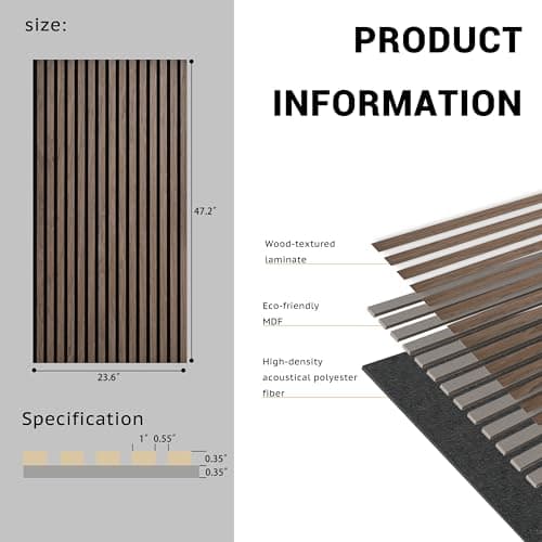 2 Packs Acoustic Wall Panel, 47.2"x23.6" Wood Slat SoundProof Wall Panels, Sound Absorbing Dampening Panel for Office,Home Theater,Studio, Walnut - Thumbnail 4