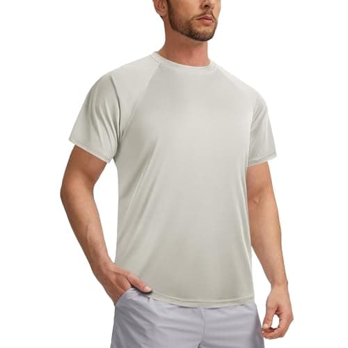 3rd hill Mens Swimming Shirts Short Sleeve UPF 50 Quick Dry Sun Protection Rash Guard Shirts for Fishing Running Grey 3XL - Image 1