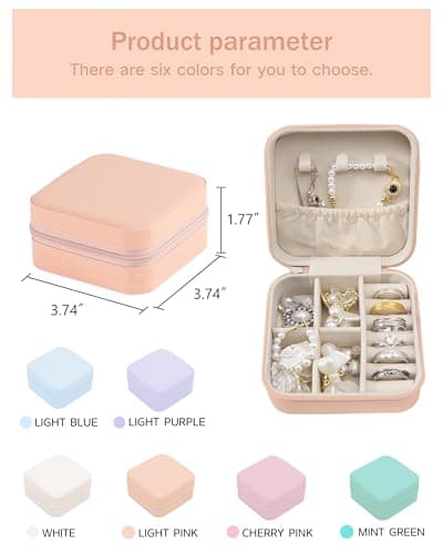 Personalized Jewelry Travel Case(with mirror) with Your Name and Birth Flower,Personalized Gifts for Women - Festival gifts, Bridesmaids Gifts, Small Travel Jewelry Box Organizer for Girls (pink) - Thumbnail 3