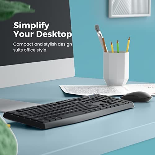 Wireless Keyboard and Mouse Combo, Lovaky 2.4G Full-Sized Ergonomic Keyboard Mouse, 3 DPI Adjustable Cordless USB Keyboard and Mouse, Quiet Click for Computer/Laptop/Windows/Mac (1 Pack, Black) - Thumbnail 3